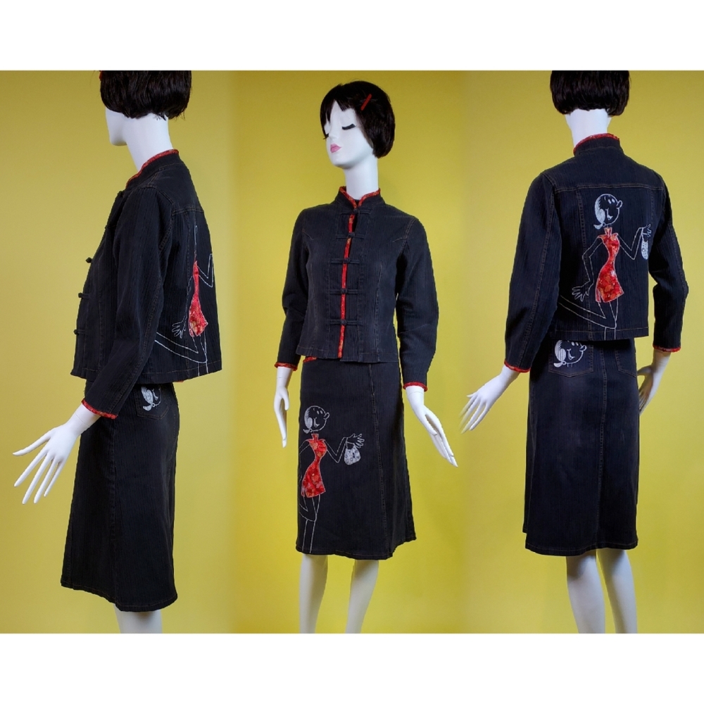 SOLD Vtg 90s pop art skirt set - Picture 3 of 16